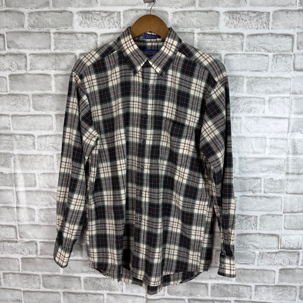Pendleton Sir Pendleton Black & Cream Plaid Wool … - image 2
